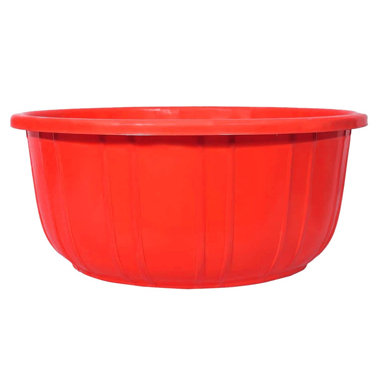 Kuber Industries Leaf Printed 40 L Multipurpose Unbreakable Plastic Bath Tub | Round (Red)