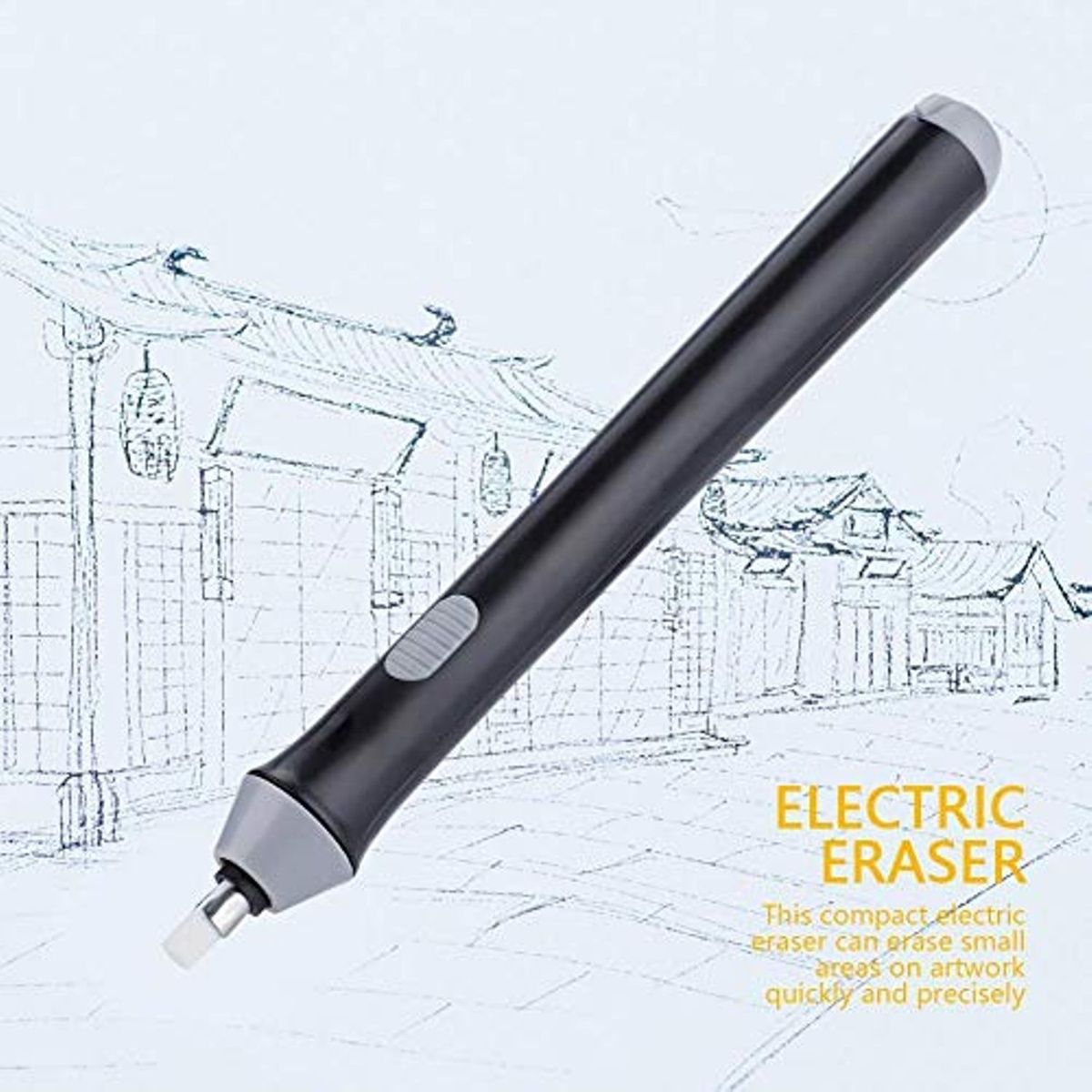 Chrome Slim Battery Operated Automatic Eraser With 22 Refills - Batteries Not Included