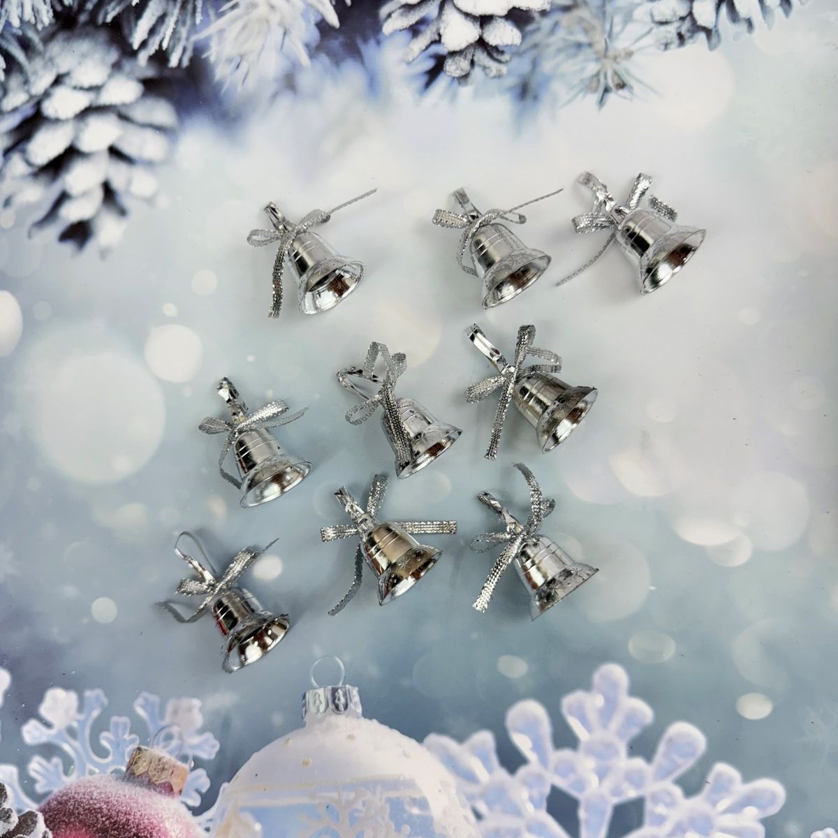 Gullak 2.5 cm 9 pcs Bell In Card 24/Opp Silver