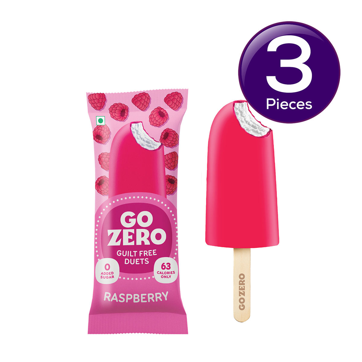 Go Zero Raspberry Duet Low Calorie Guilt Free Ice Cream Stick 60 ml Combo