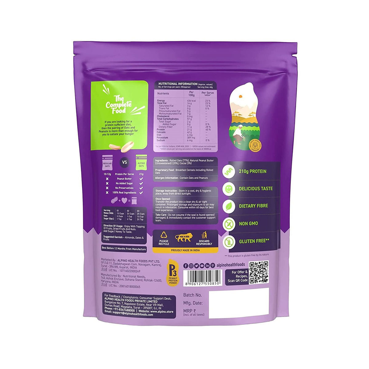 Alpino Peanut Butter Super Oats Chocolate