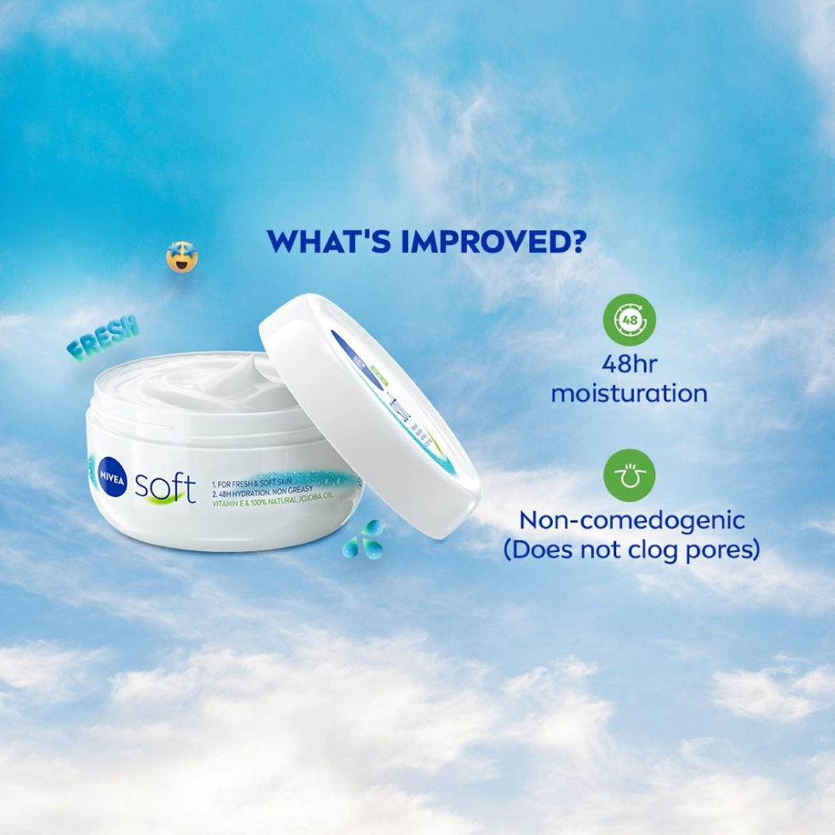 NIVEA Soft Light Moisturizer for Face, Hand & Body, Non-Greasy Cream for Instant Hydration