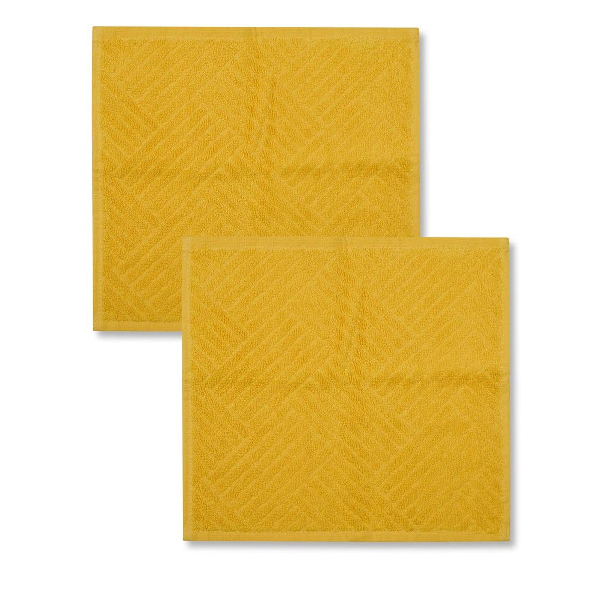 Fabindia Yellow Cotton Woven Face Towel | Set Of 2