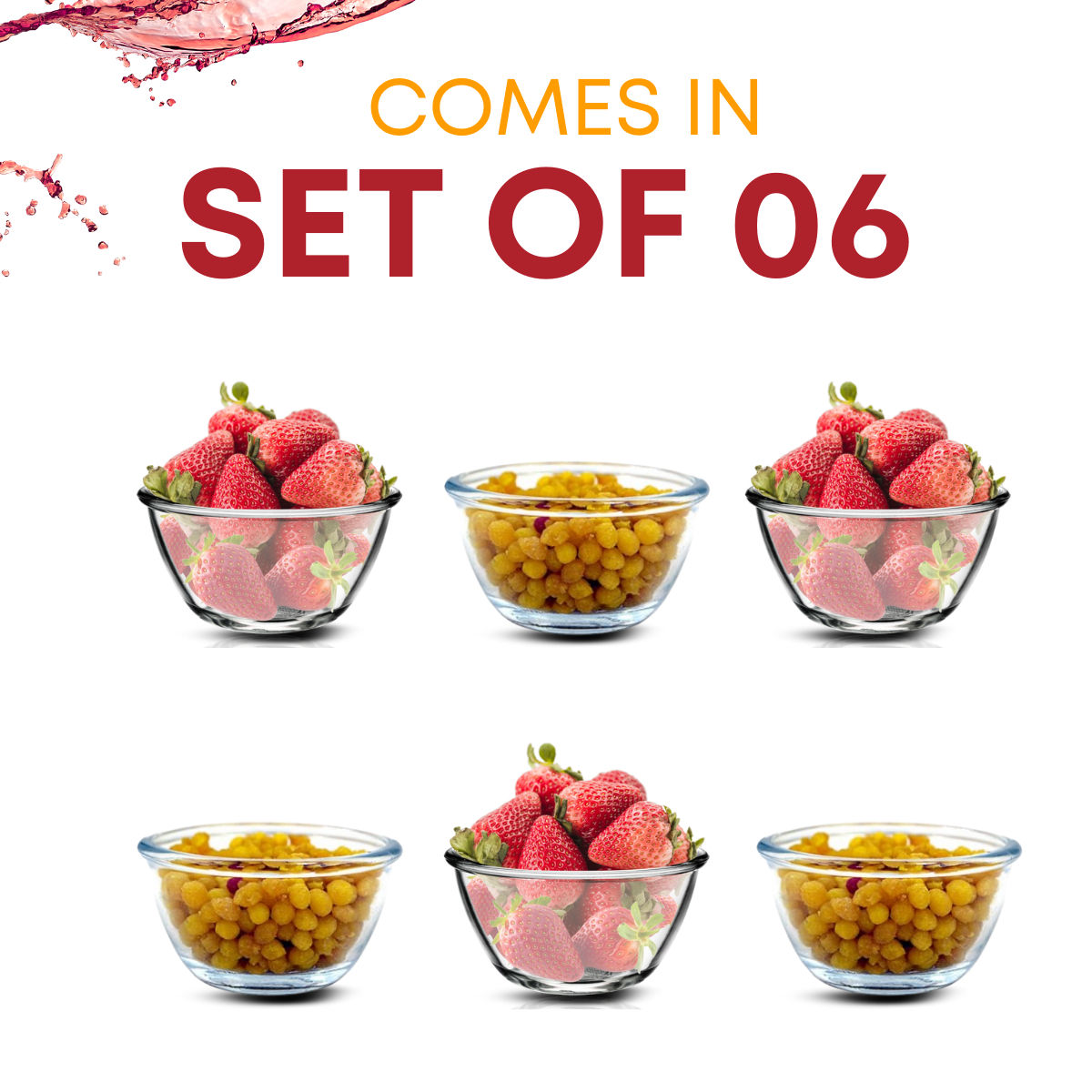 Yera Lumino Glass Serving Bowl Set - 6 pcs 170 ml (Each)