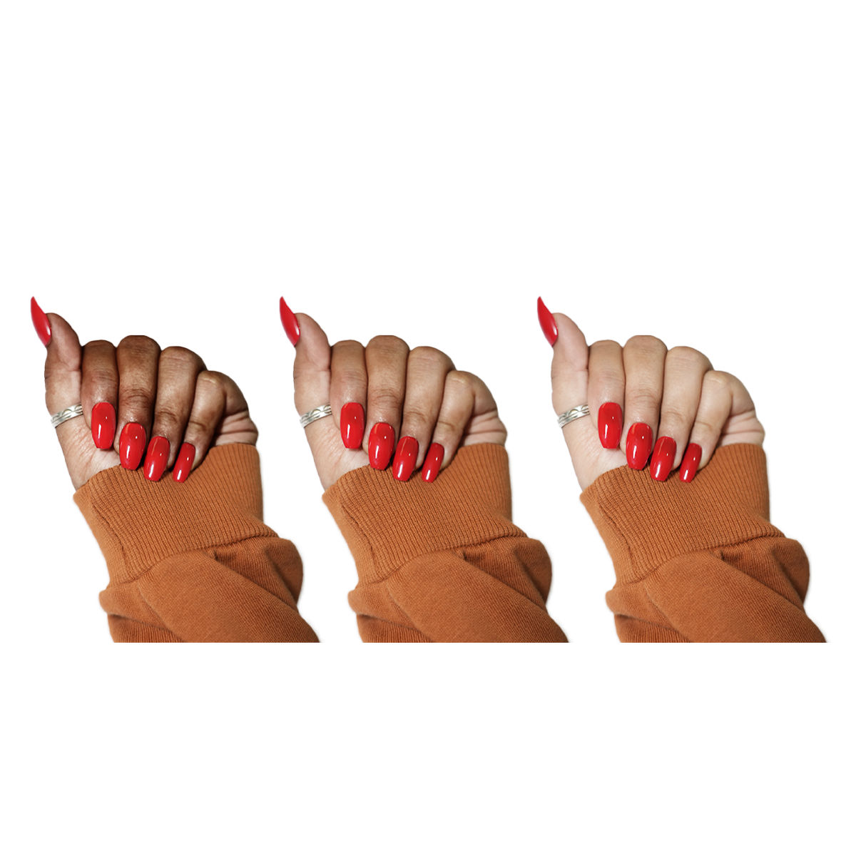 Soezi Press On Nails- Rajjo Red - 24 Reusable Nails - Application Kit - Short Coffin