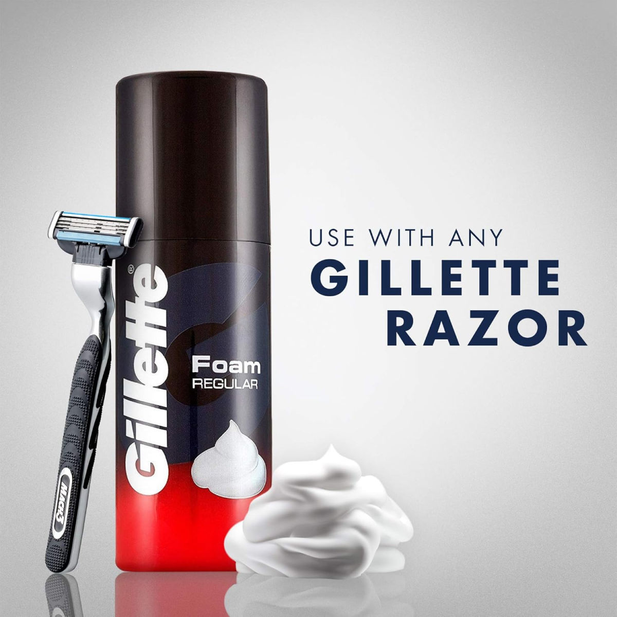 Gillette Regular Pre Shave Foam (50g) & Gillette Mach3 Menâ€™S Razor With 2 Cartridges (1pc) Combo