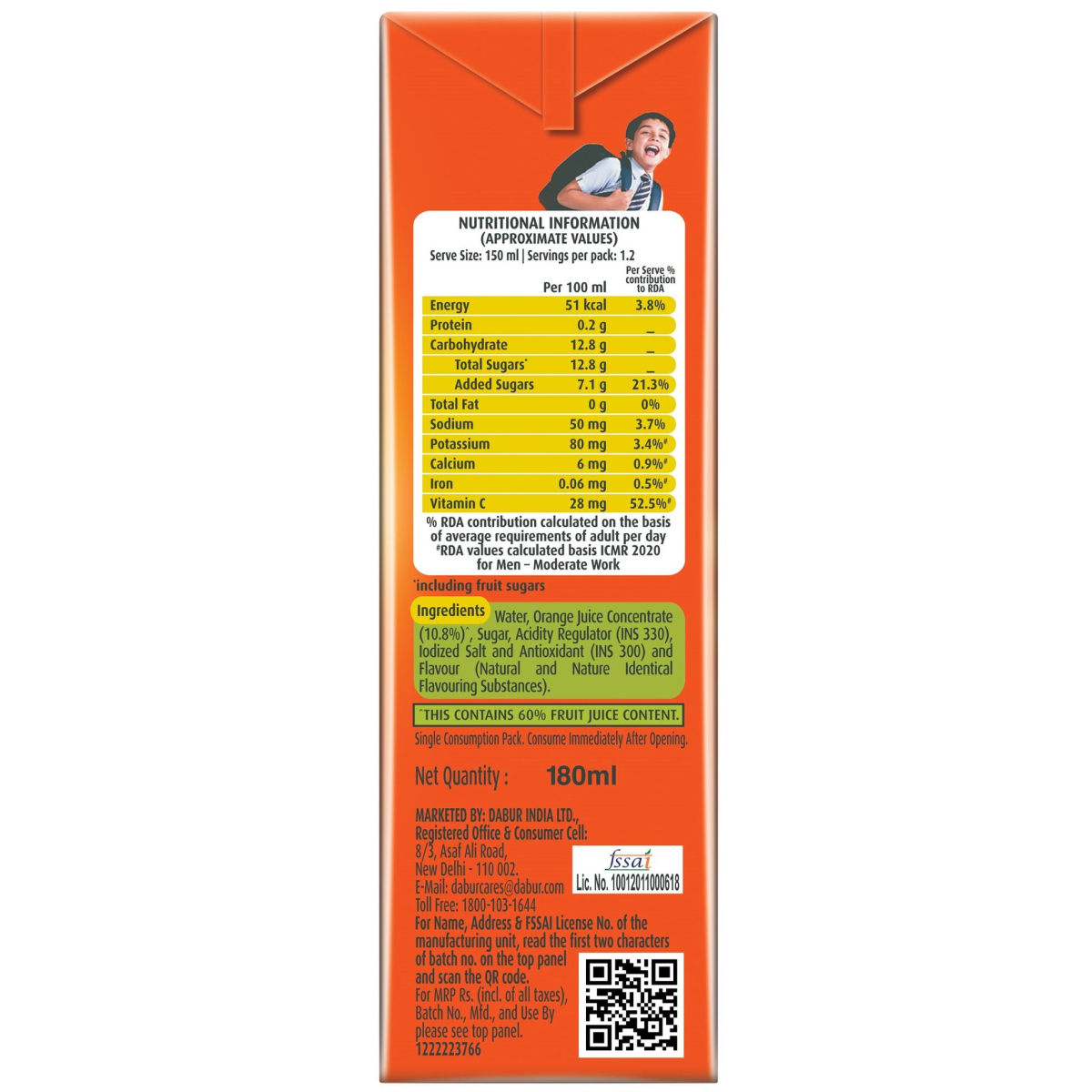 Real Fruit Power Orange Juice 180 ml Combo