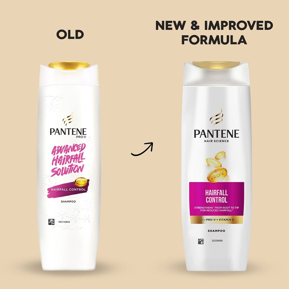 Pantene Hairscience Hairfall Control Shampoo, Lesser Hair Fall With Vitamin B 180 ml Combo