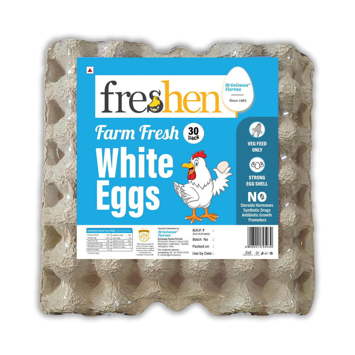 The Health Factory Zero Maida Bread - Simply Whole Wheat(350gms) & Freshen White Eggs 30 Piece(30pc) Combo