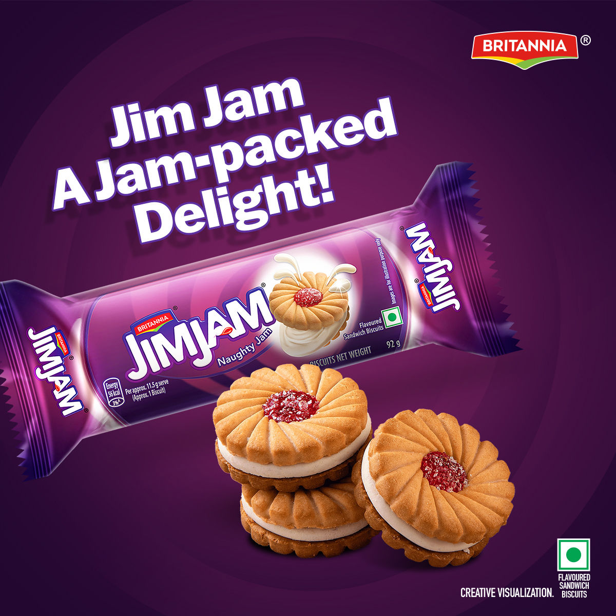 Britannia Bourbon Chocolate Cream Biscuits 150 gms & Treat Jimjam Cream Biscuits 100 gms Combo