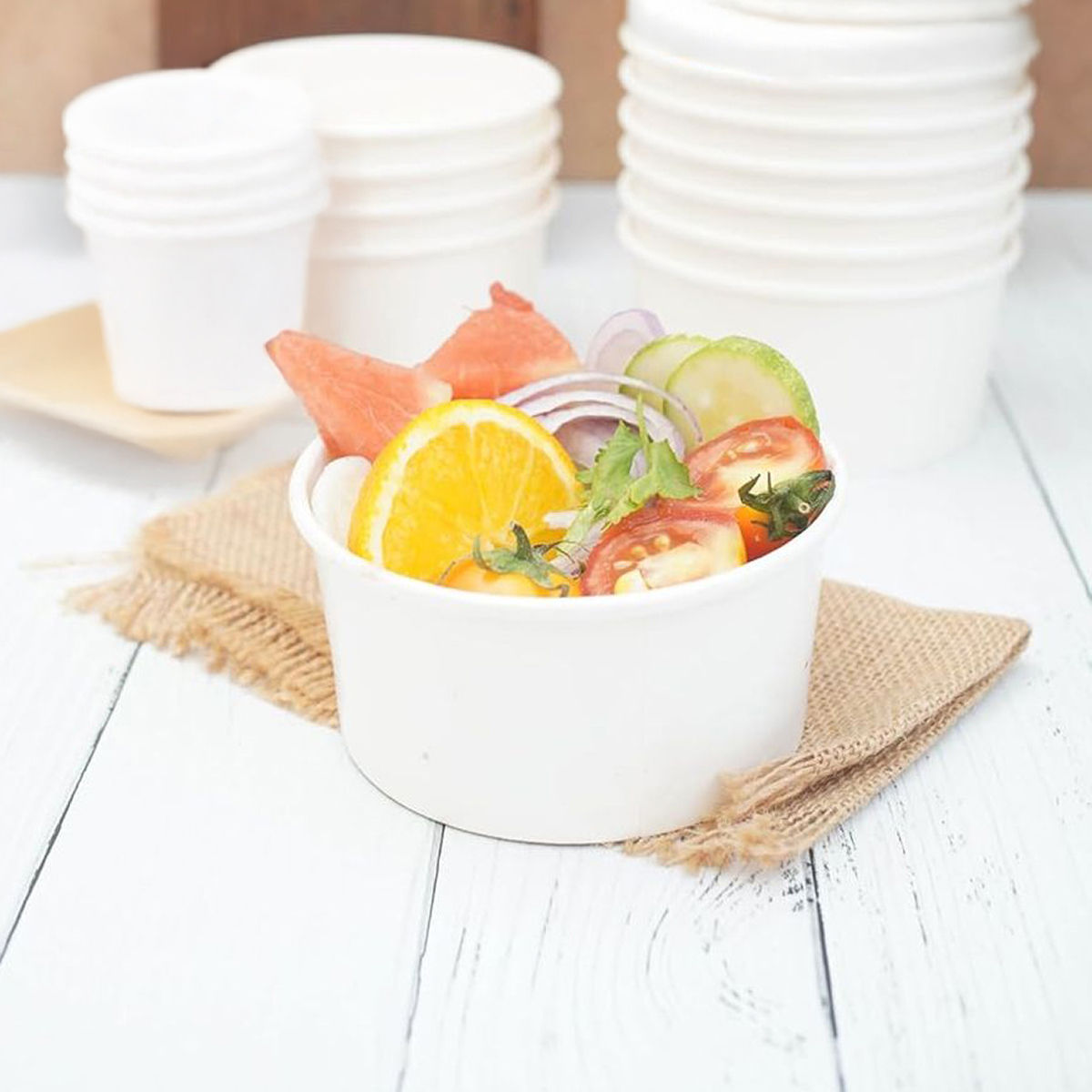 Tempware Disposable White Paper Container Without Lid | 250 ml | Set Of 25