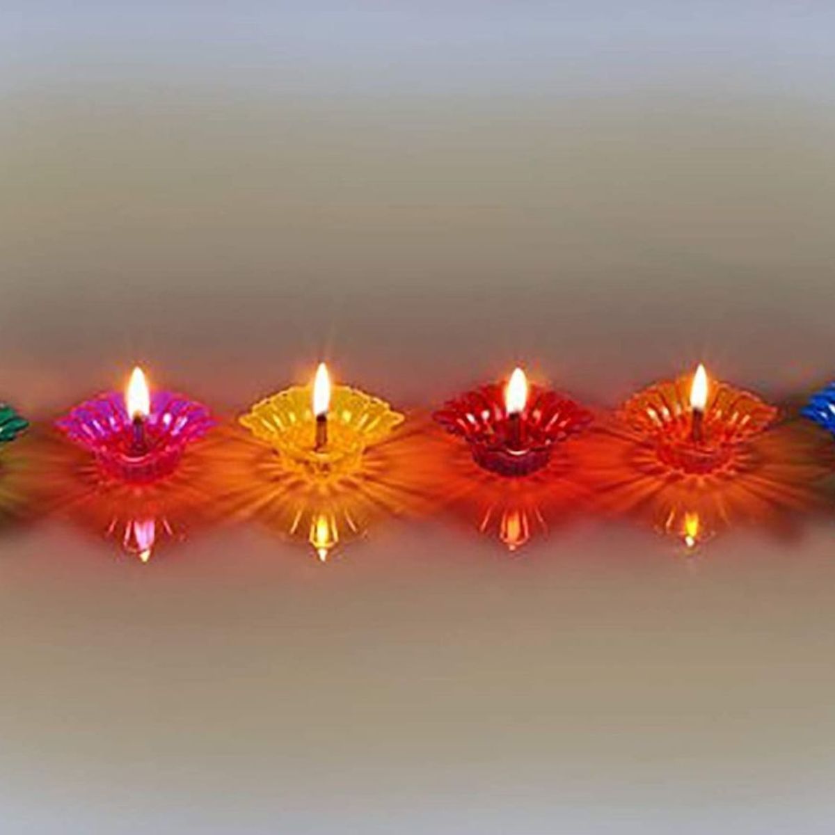 Gullak Multicolour Flower Reflection Diya Set Of 12