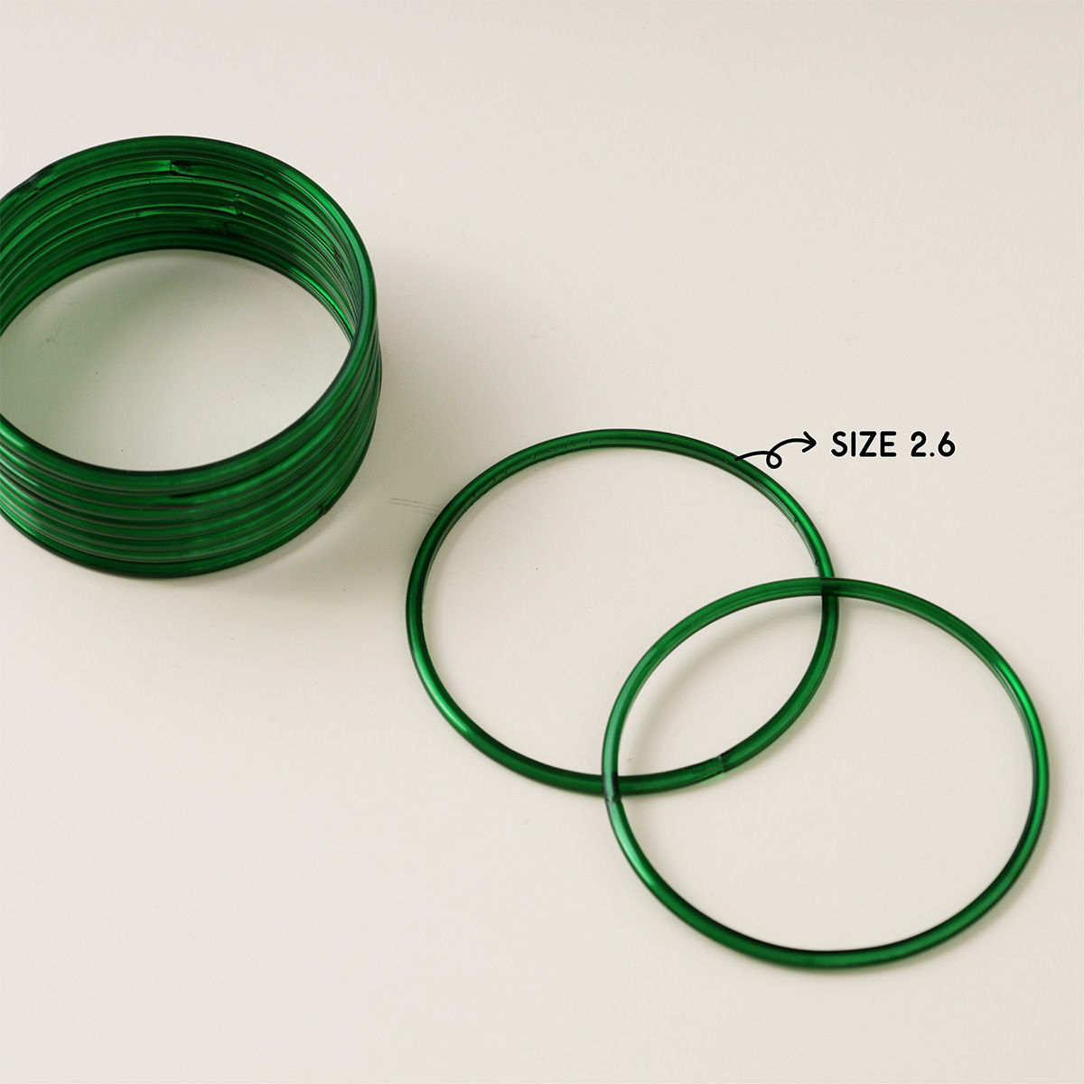 Oye Happy Green Glass Bangles Size 2.6