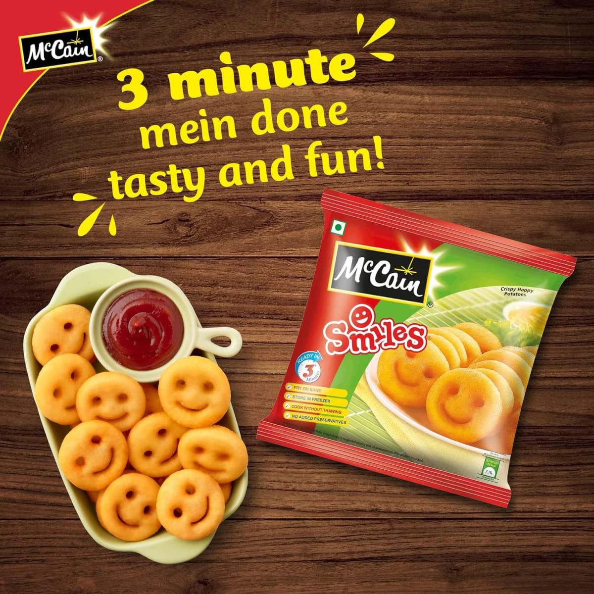 Mccain Smiles(415gms) & Tang Orange Instant Drink Mix(500gms) Combo