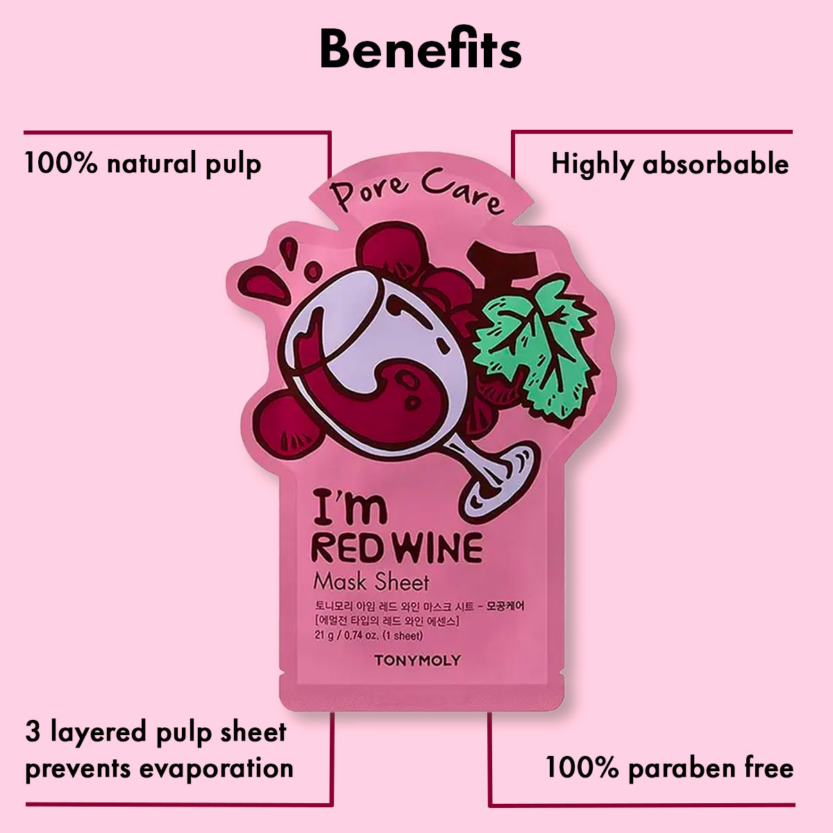 Tonymoly I'm Red Wine Sheet Mask 21 g Combo