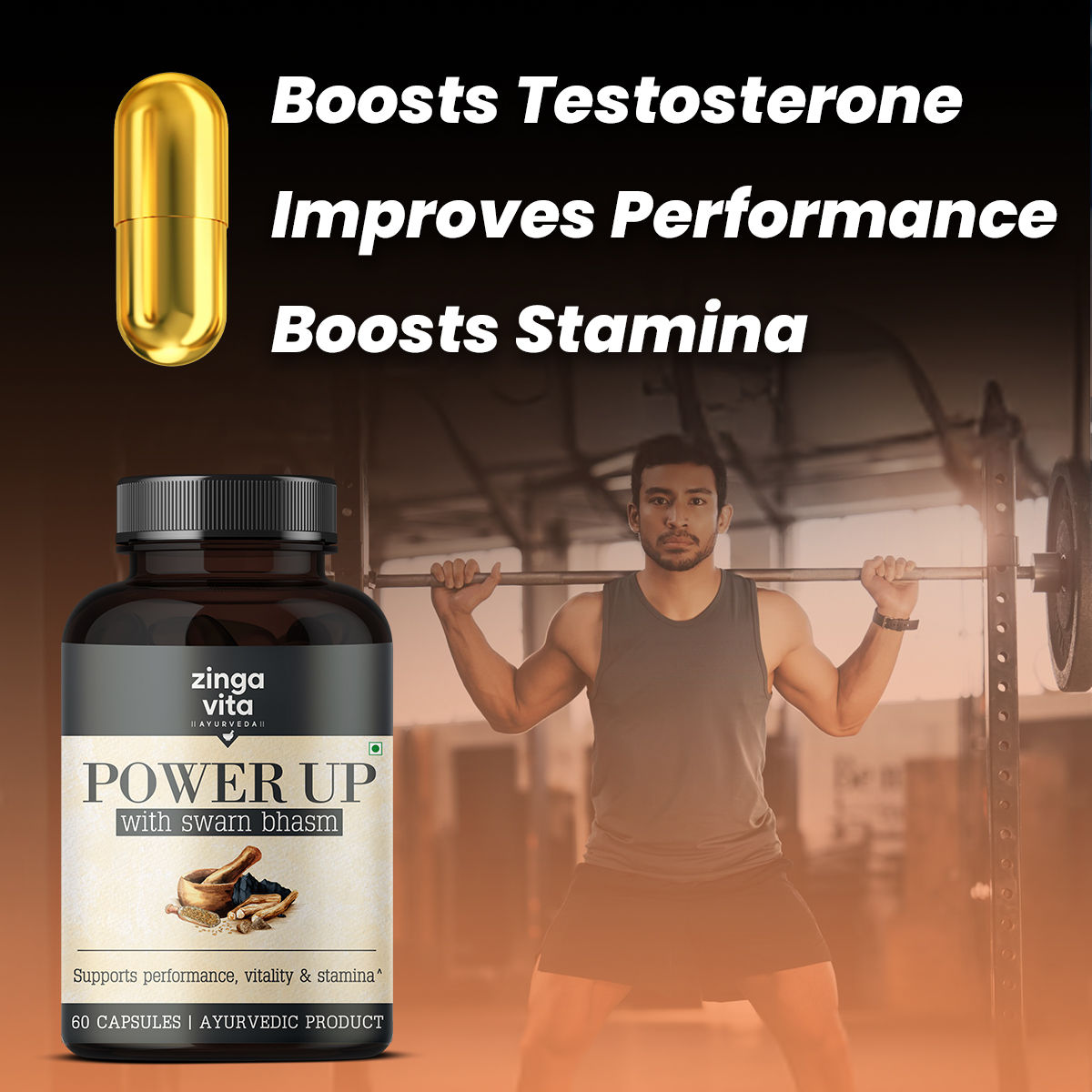 Zingavita Ashwagandha + Shilajit Gold Power Up | Testosterone Booster for Men