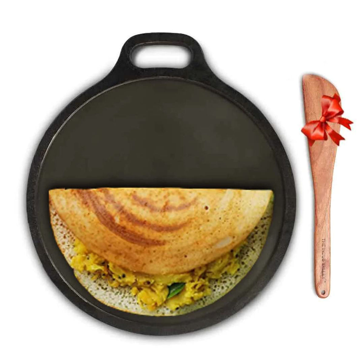 The Indus Valley Smooth Cast Iron Tawa for Dosa/Chapathi + Free Spatula | 30.5cm/12 inch, 3kg