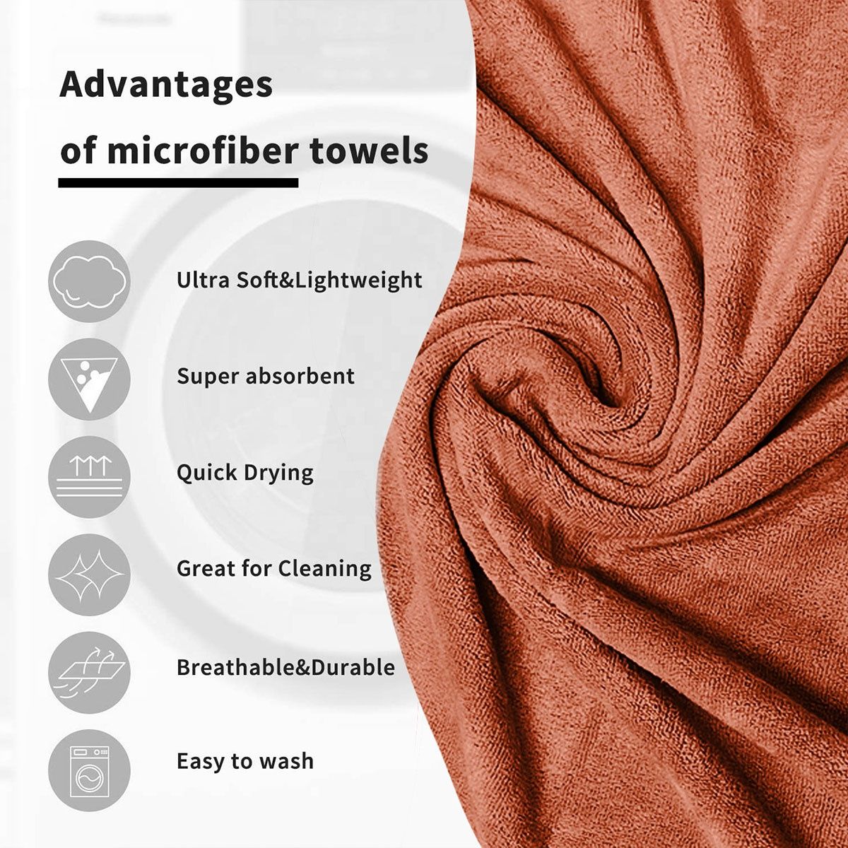 Sassoon Microfiber Hand Towel | Rust | 40 x 60 cm