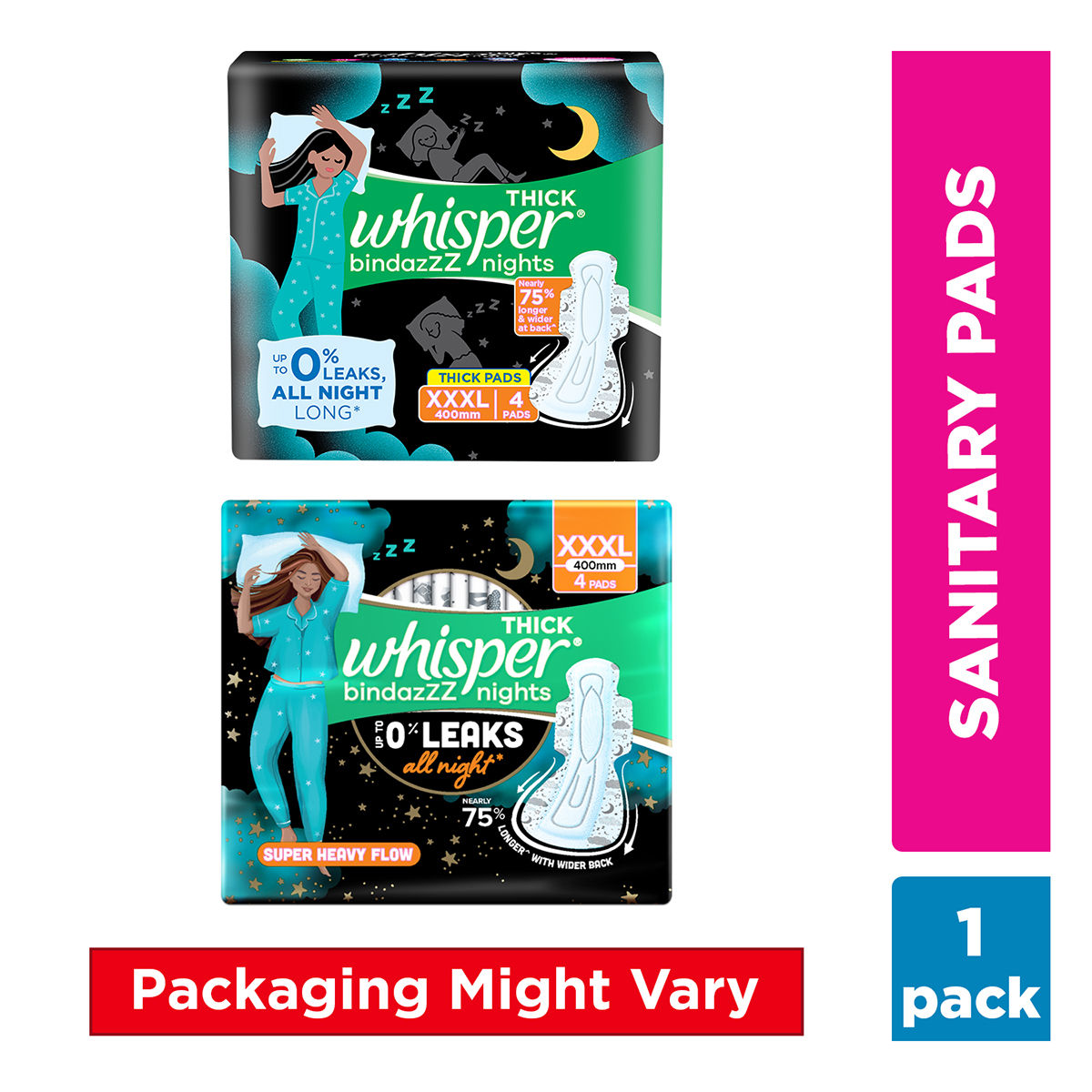 Whisper Bindazzz Nights XXXL Sanitary Pads