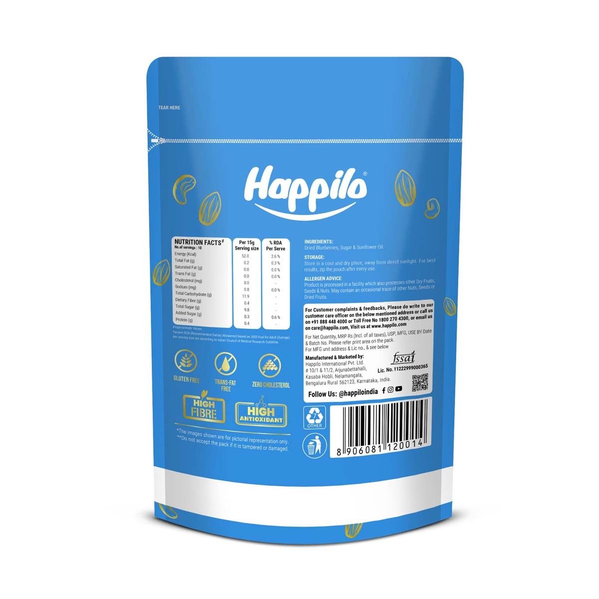 Happilo Premium Dried Californian Blueberries 150 g Combo