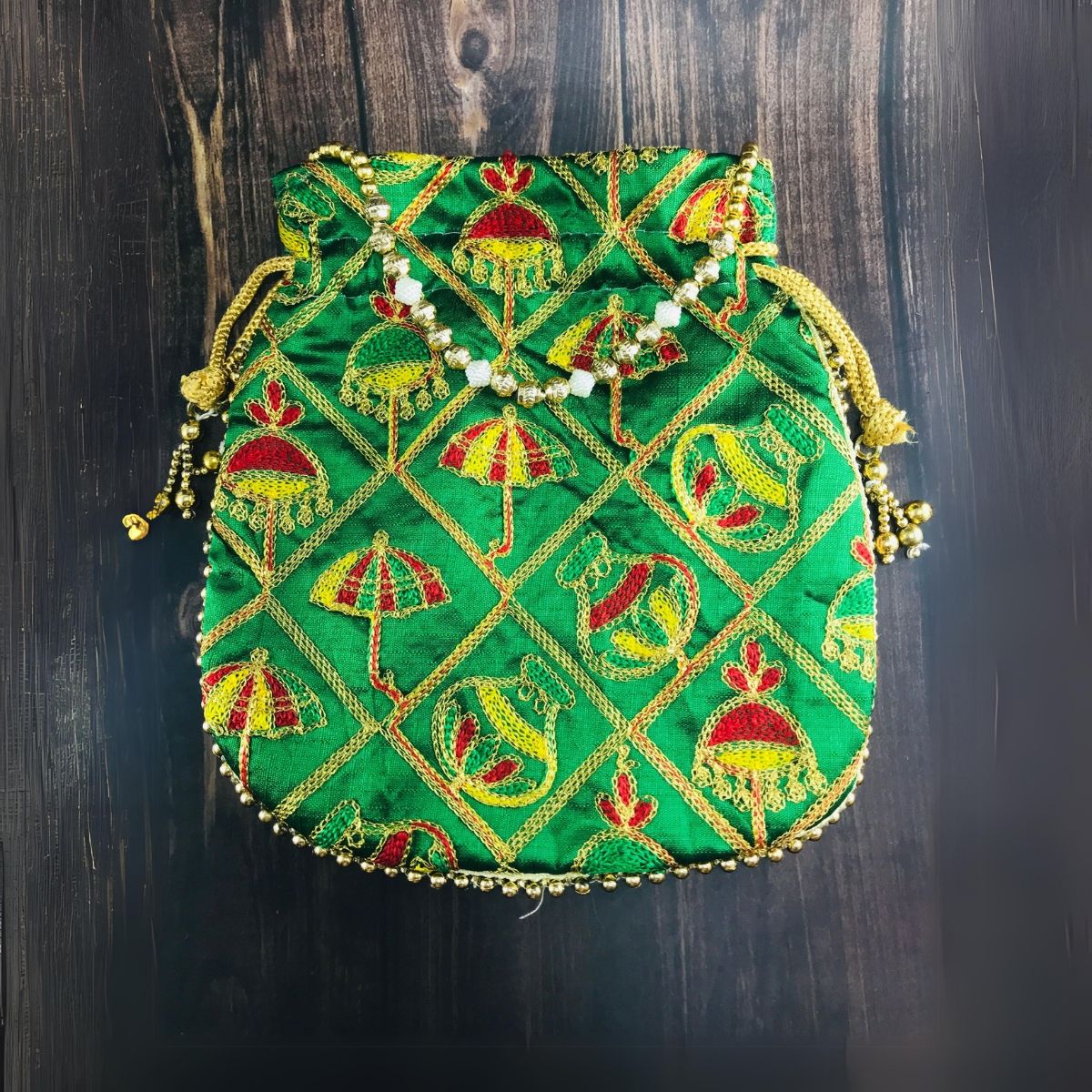 Gullak Women's Embroidered Silk Potli | Multicolour