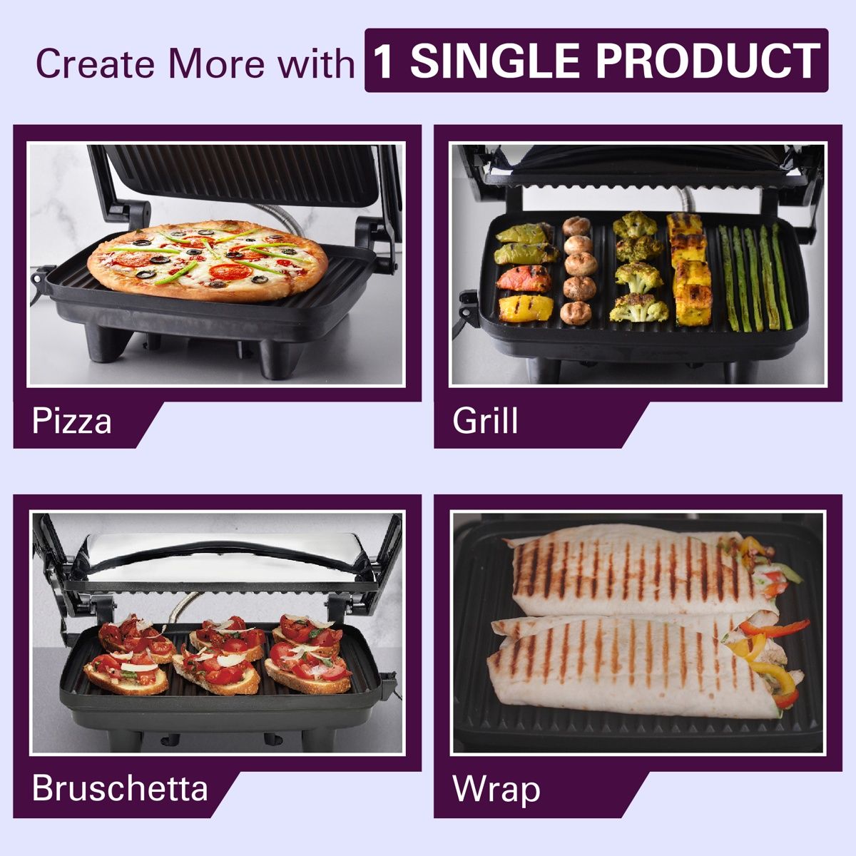 Hamilton Beach Panini Maker With 2 Free Skewers - 1400W