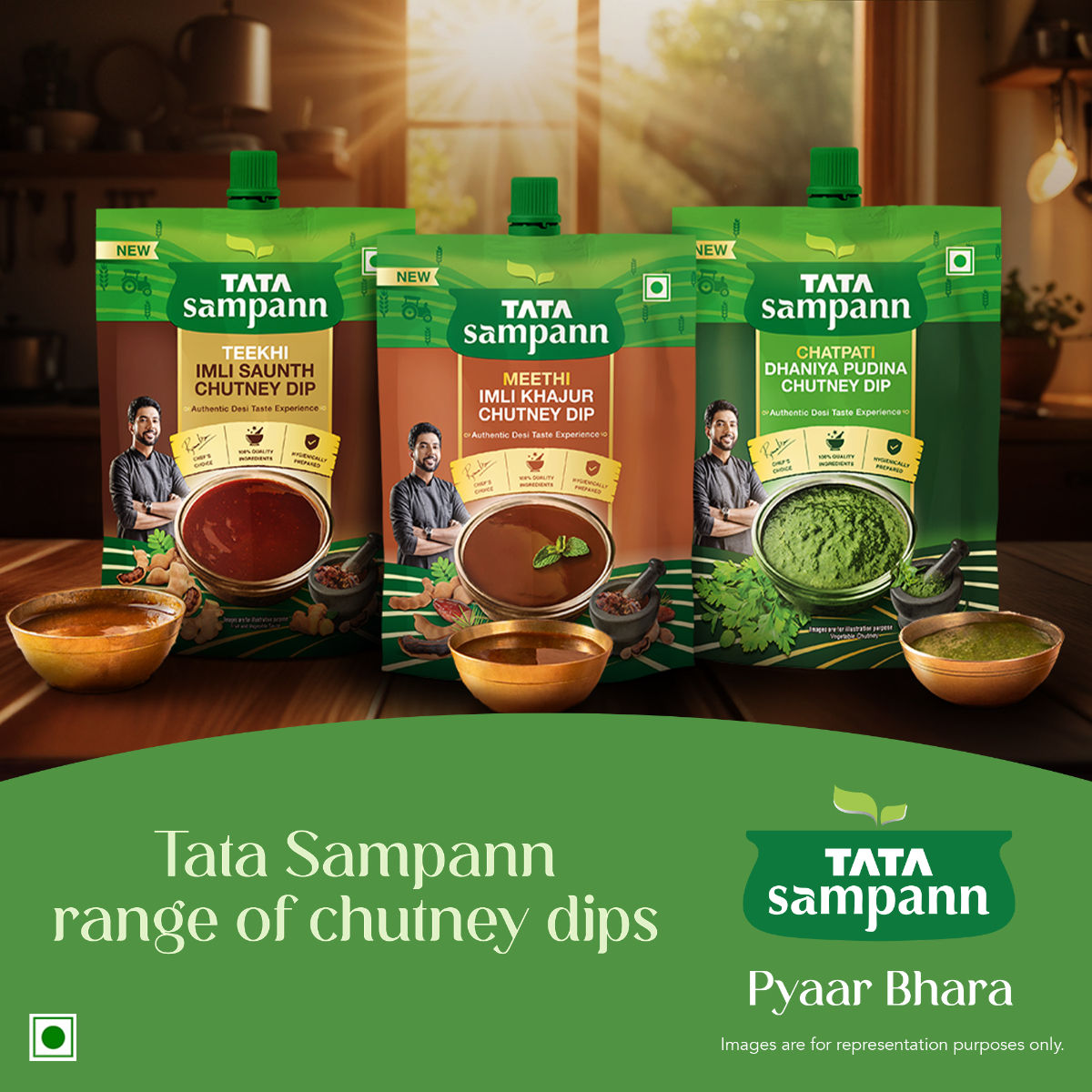 Tata Sampann Meethi Imli Khajur Chutney Dip | Made with Tamarind & Dates | Sweet & Tangy Flavour