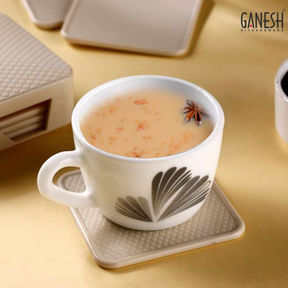 Ganesh Quadra Tea Coaster Set For Dining Table For Hot Pots - Coasters For Cups Set Of 6