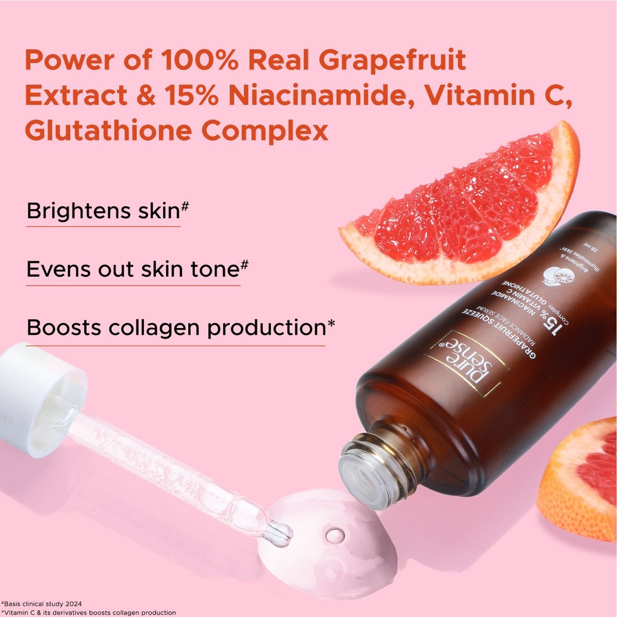 Puresense 15% Niacinamide Vitamin C Glutathione Radiant Face Serum With Grapefruit