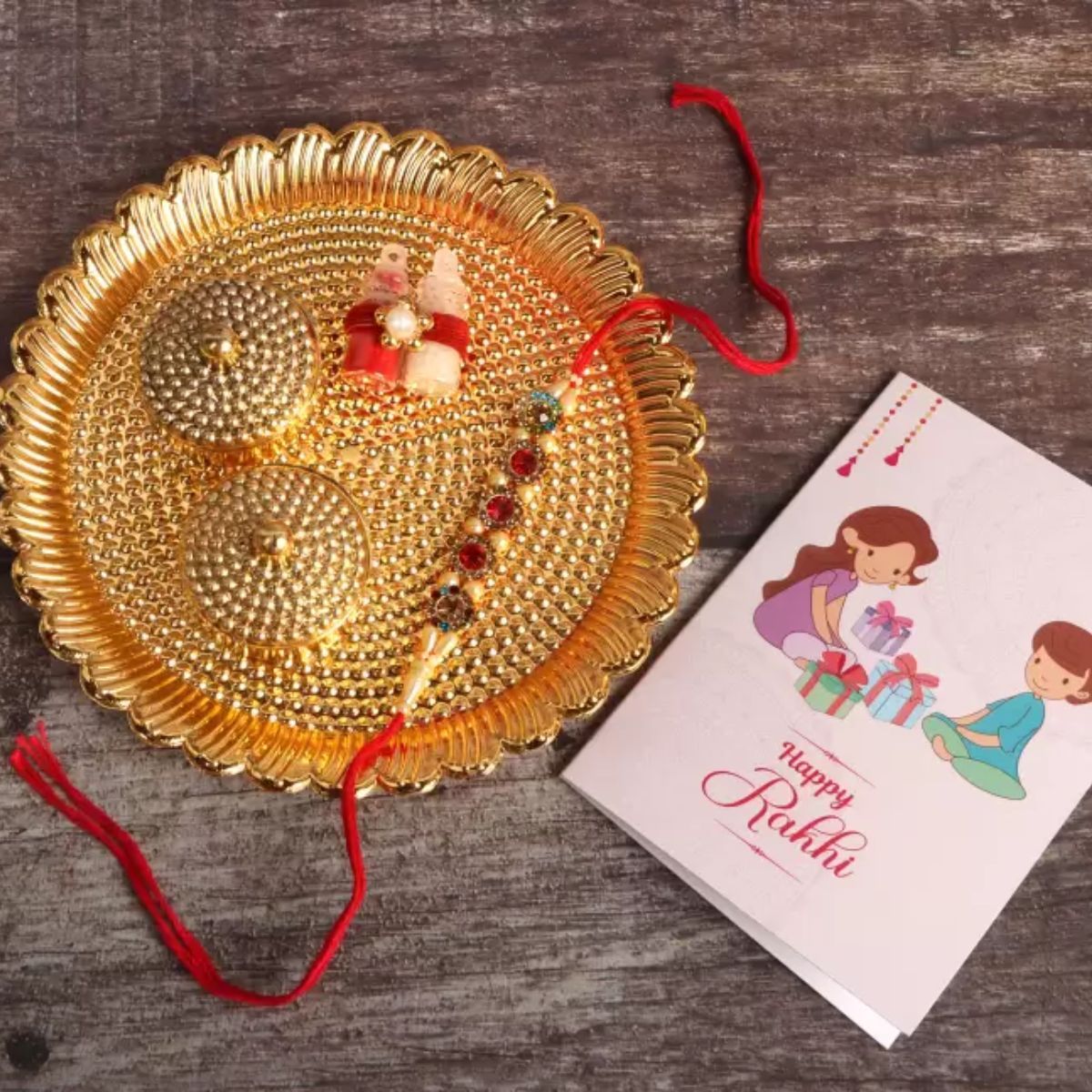 Quace Rakhi Greeting Card Roli Chawal Combo