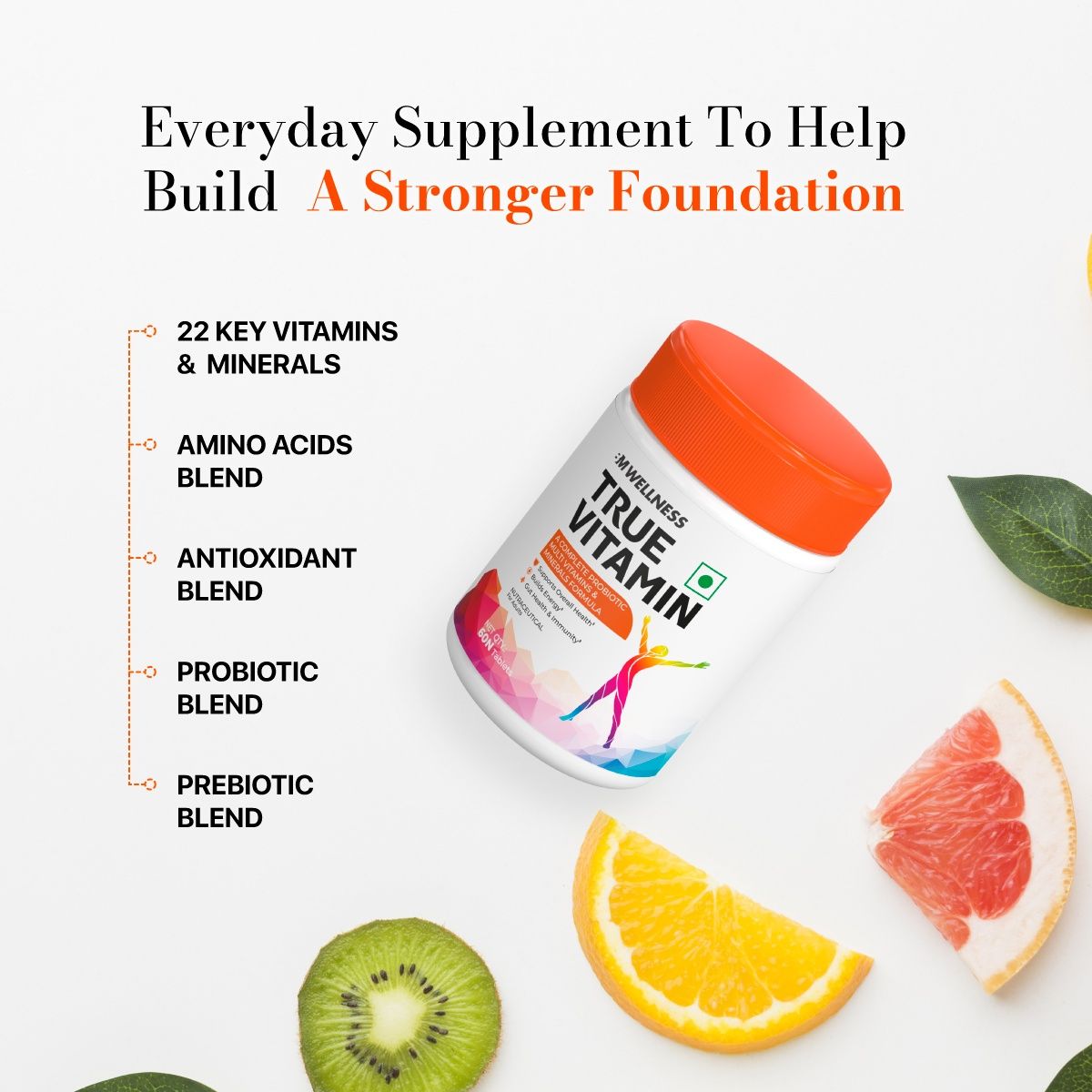 Big Muscles Nutrition True Vitamin Multivitamin | 60 Tablets | Multi Vitamins And Minerals Formula