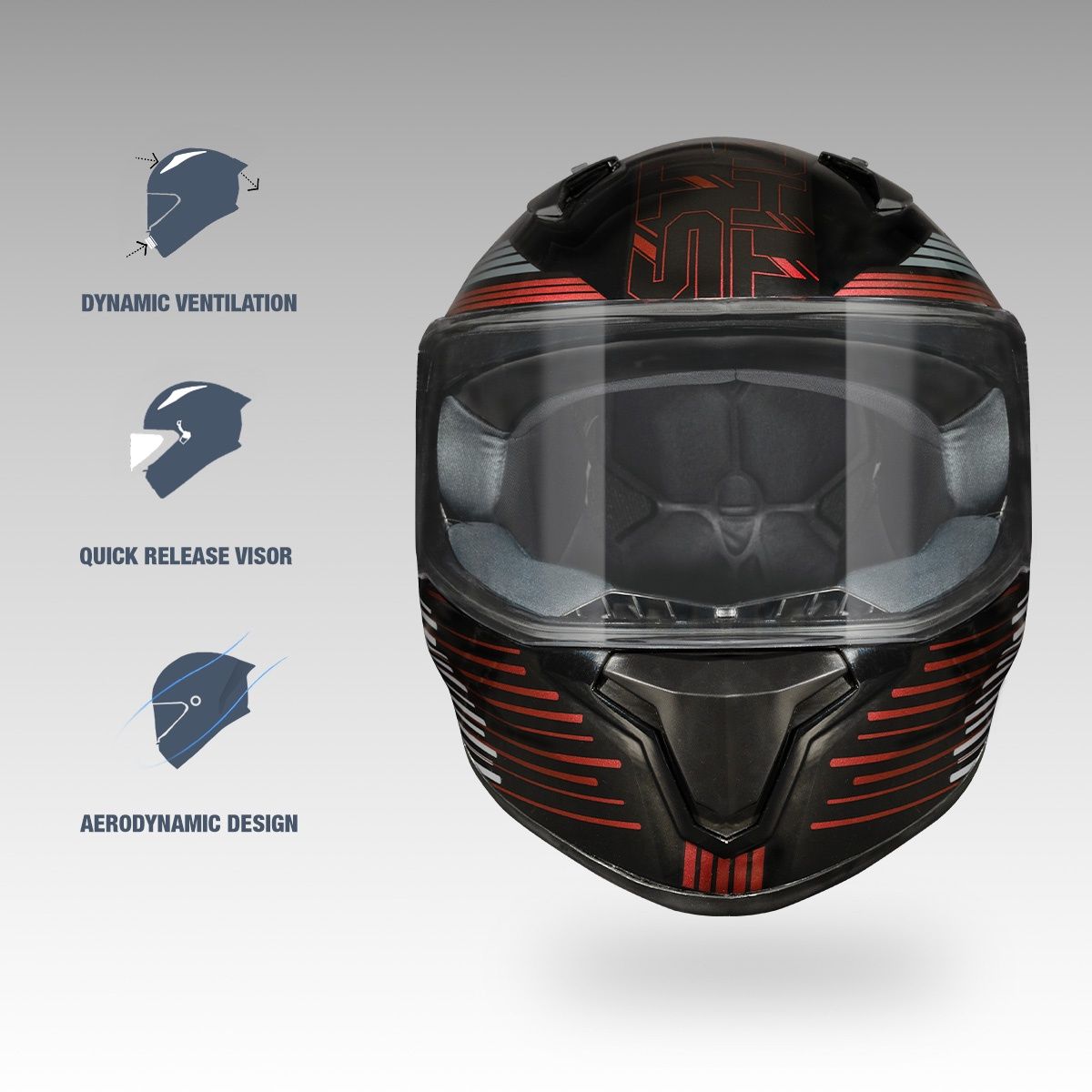 Studds Thunder D11 Full Face Helmet with Spoiler|Lava Red - L