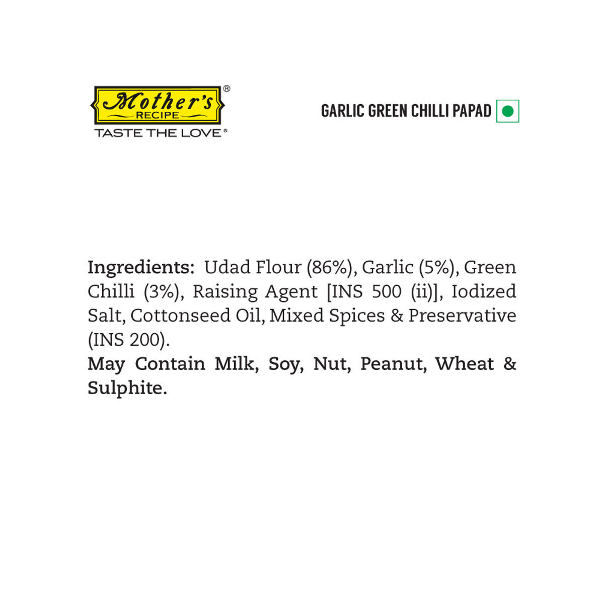 Mothers Recipe Papad - Garlic Green Chilli