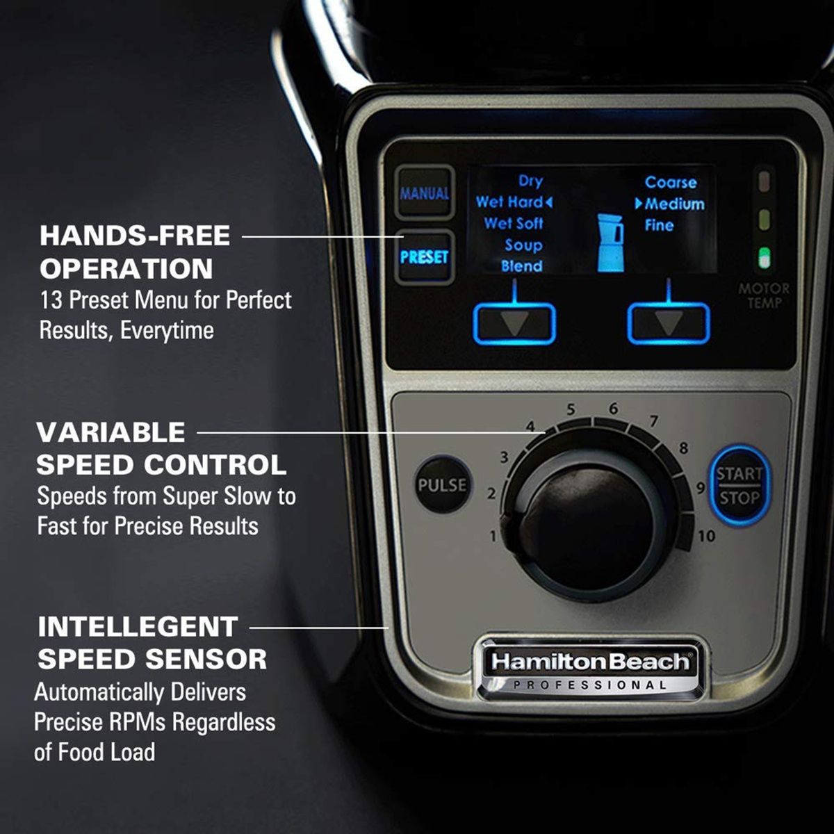 Hamilton Beach Professional Juicer Mixer Grinder 58770 - IN | 1400W | 3 Jars - Black
