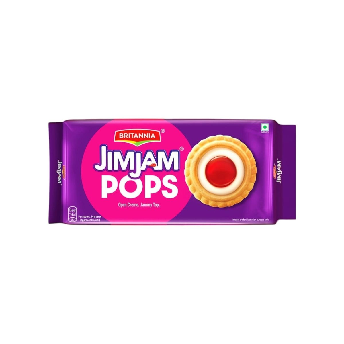 Britannia Jimjam Pops, Crunchy Cookie Vanilla Cream Biscuits