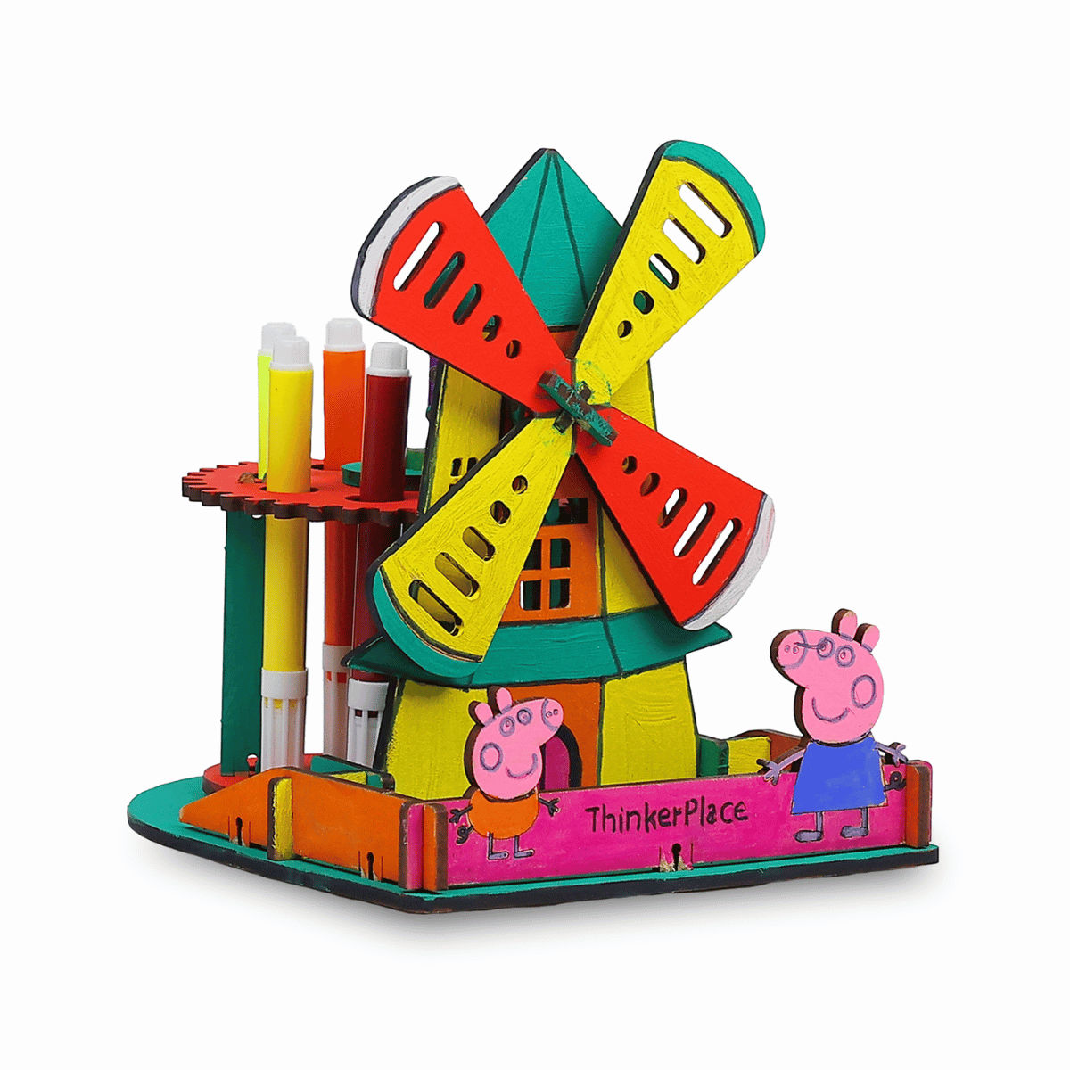 ThinkerPlace Peppa Pig DIY Windmill Pen Stand | Rotating Pen Stand & Learn Electricity (Age 3+)