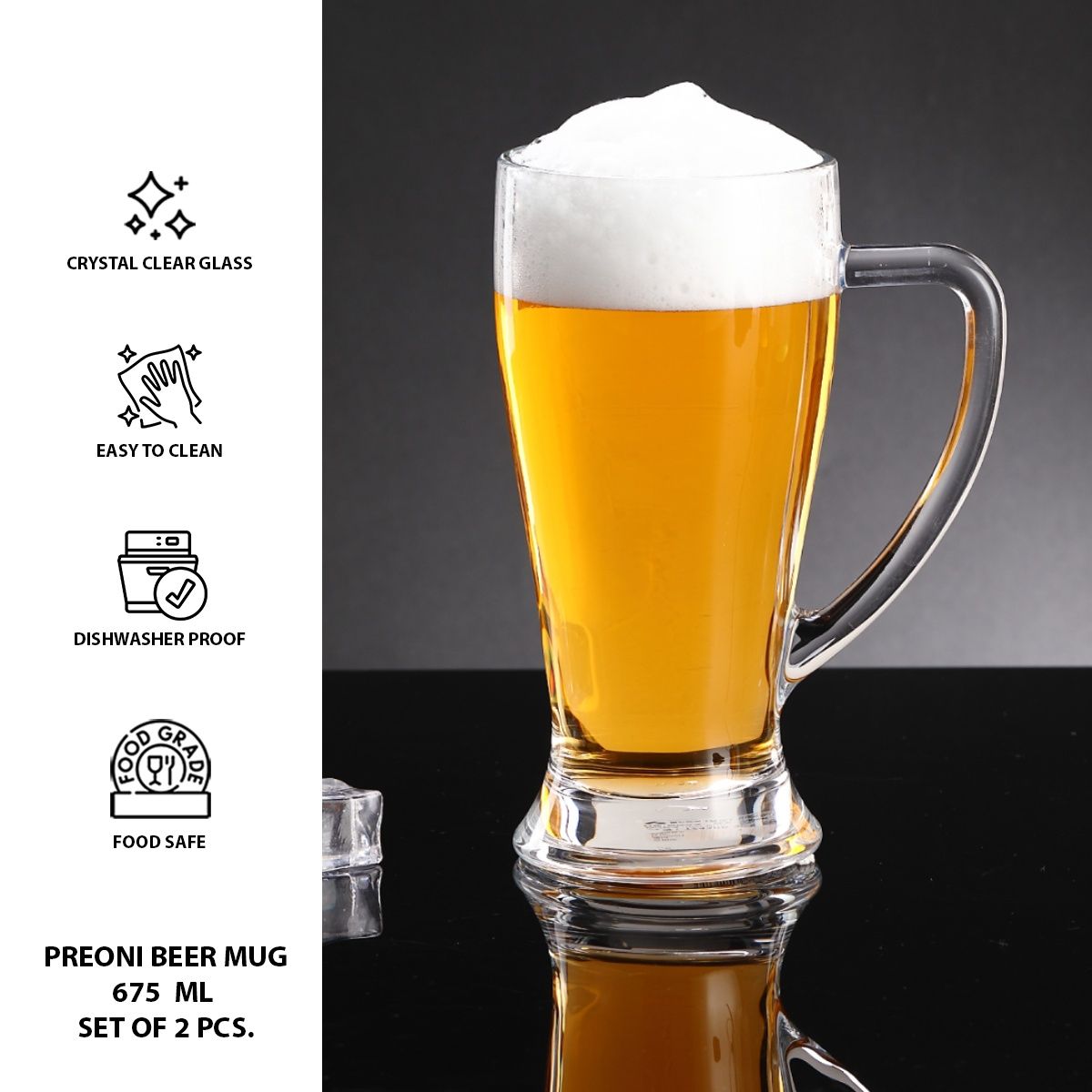 Sanjeev Kapoor Preoni Beer Mug 675 ml | Set of 2 Piece