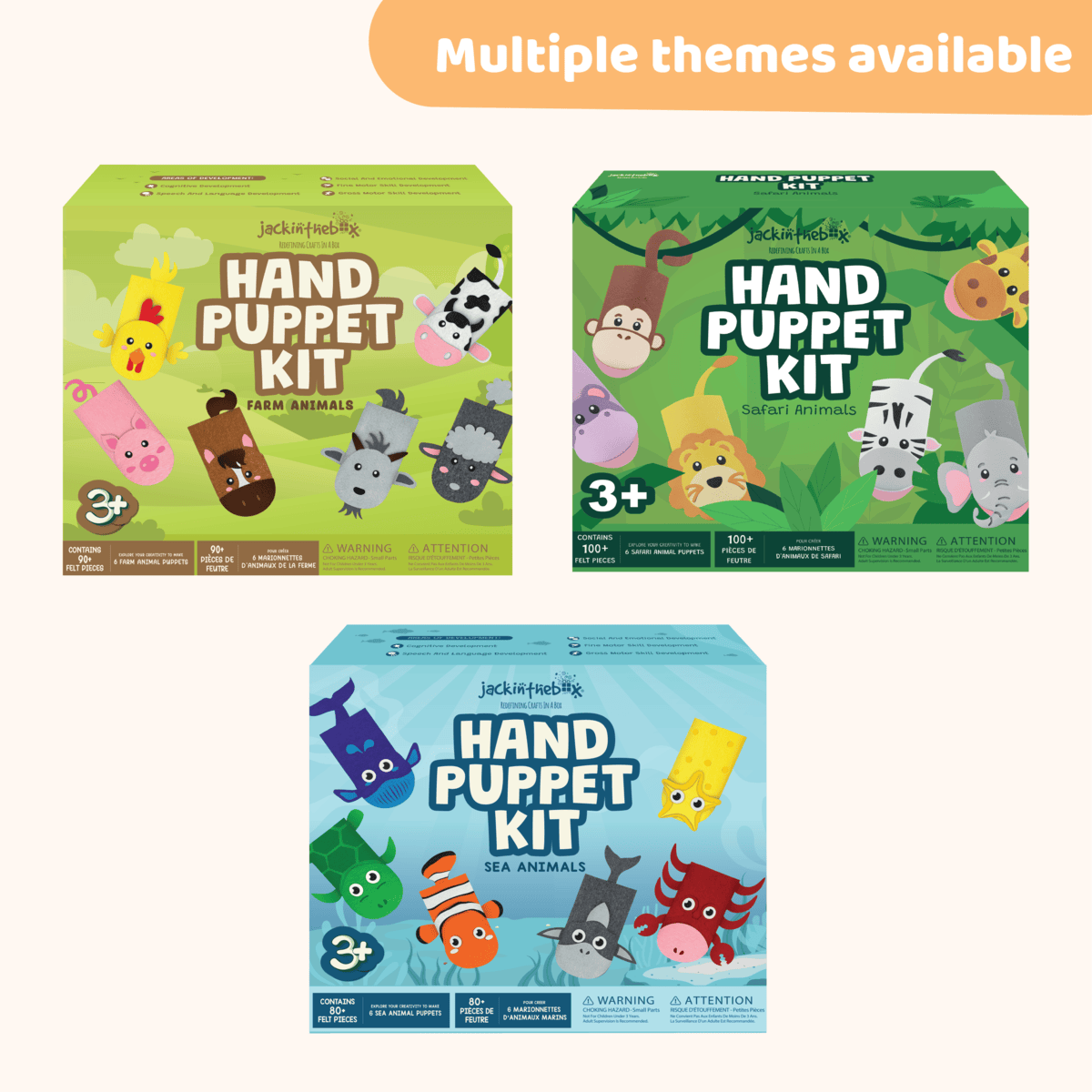 Jackinthebox Safari Hand Puppet Animals - Art & Craft Kit