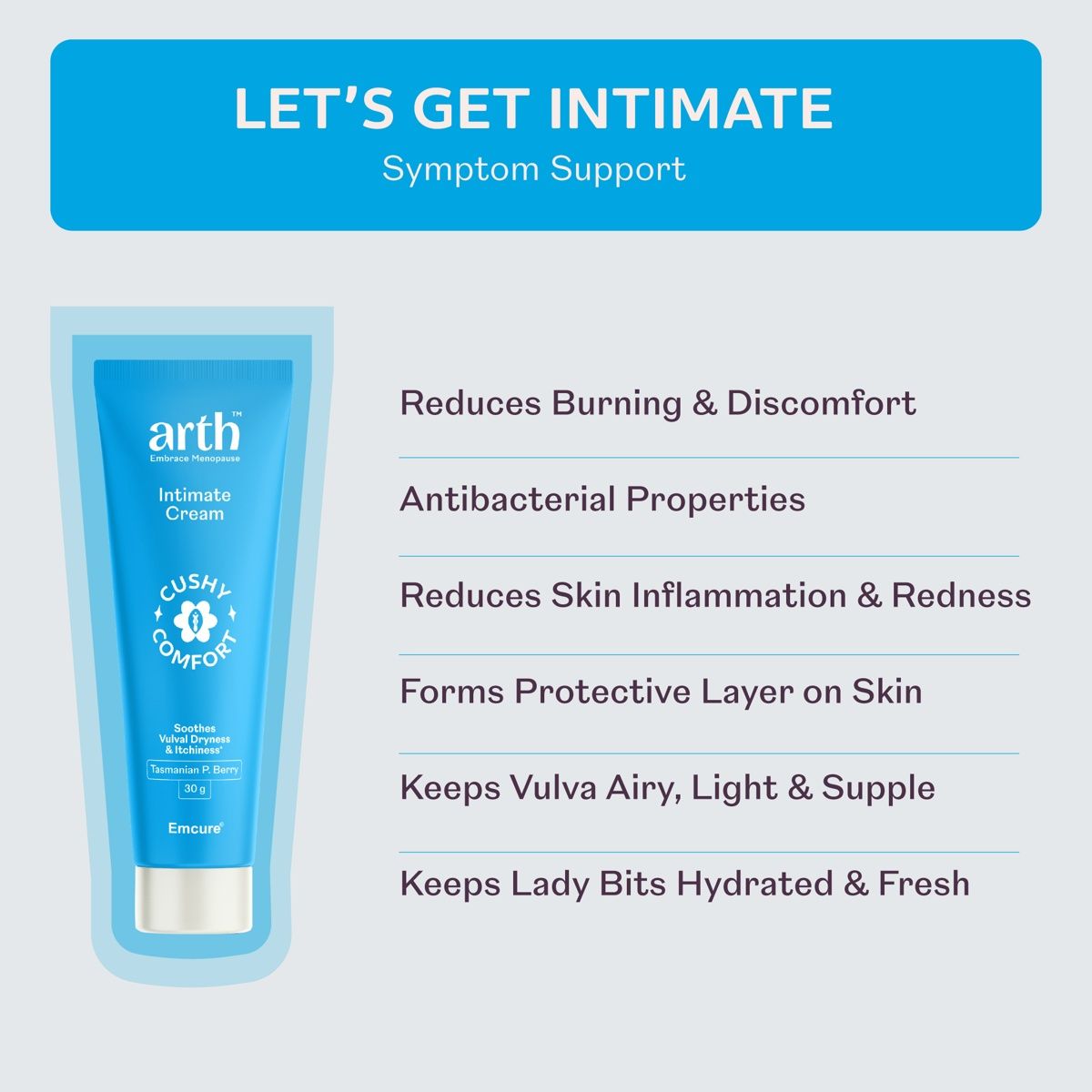 Arth Intimate Cream | Hydrates Intimate Area & Balances pH Levels | Australian Tea Tree
