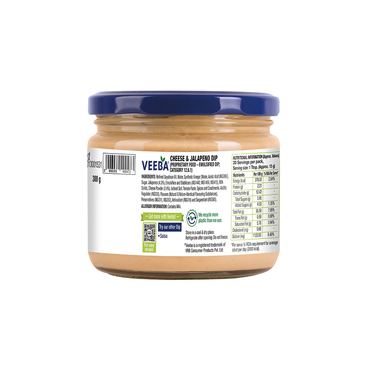 Veeba Cheese & Jalapeno Dip (300g)  & Veeba Salsa Dip (360g) Combo