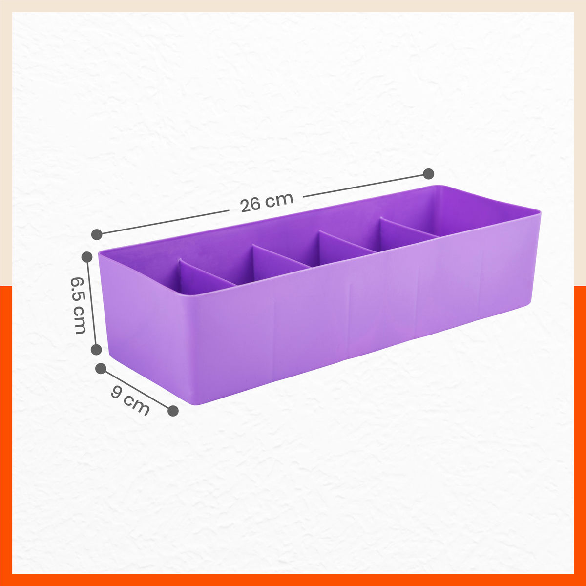 Bathla Set of 4 Drawer Organiser - Multi-purpose, Stackable, 5 Grids - DORI | Lavender