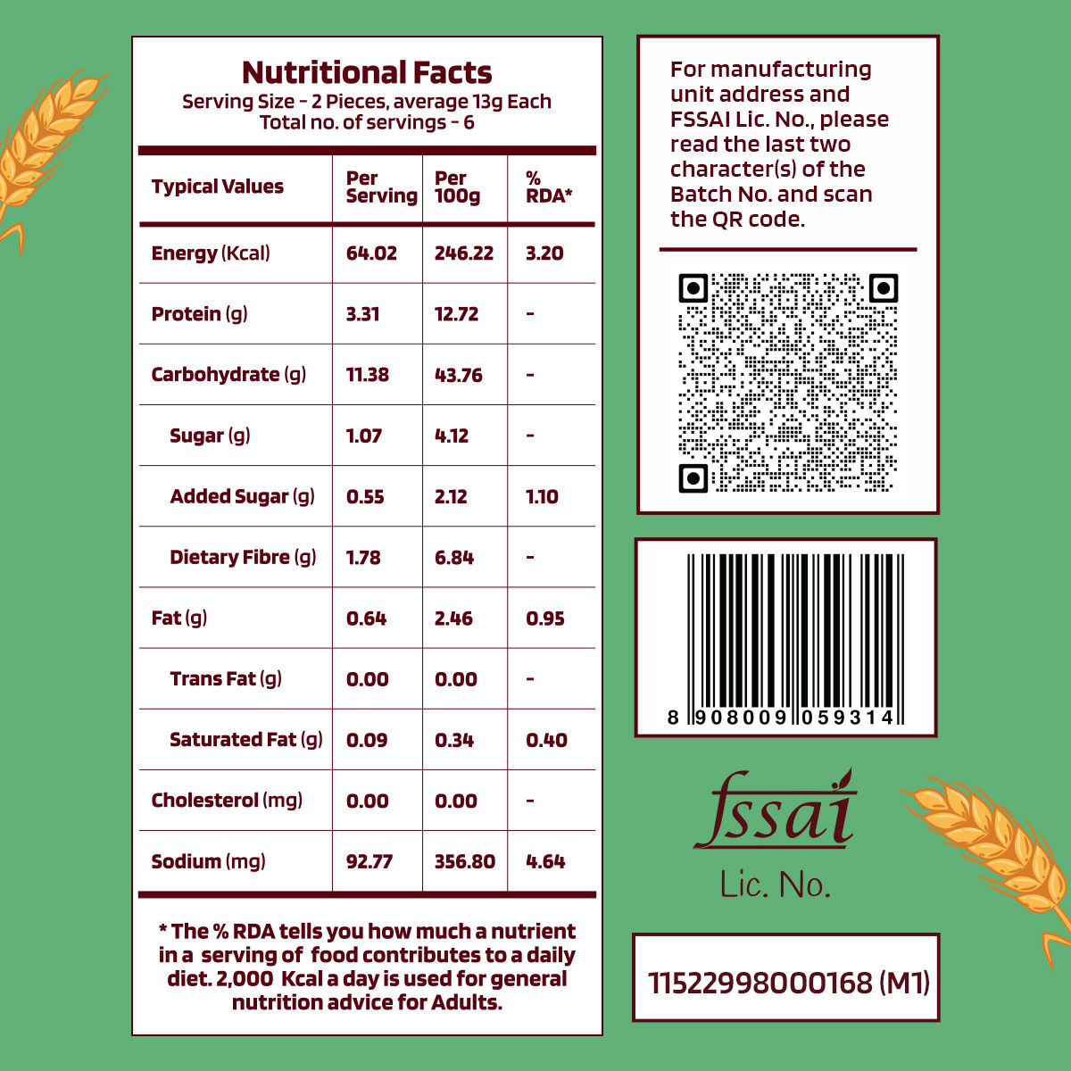 The Health Factory Zero Maida Garlic Bread | Clean Label - Not Brown