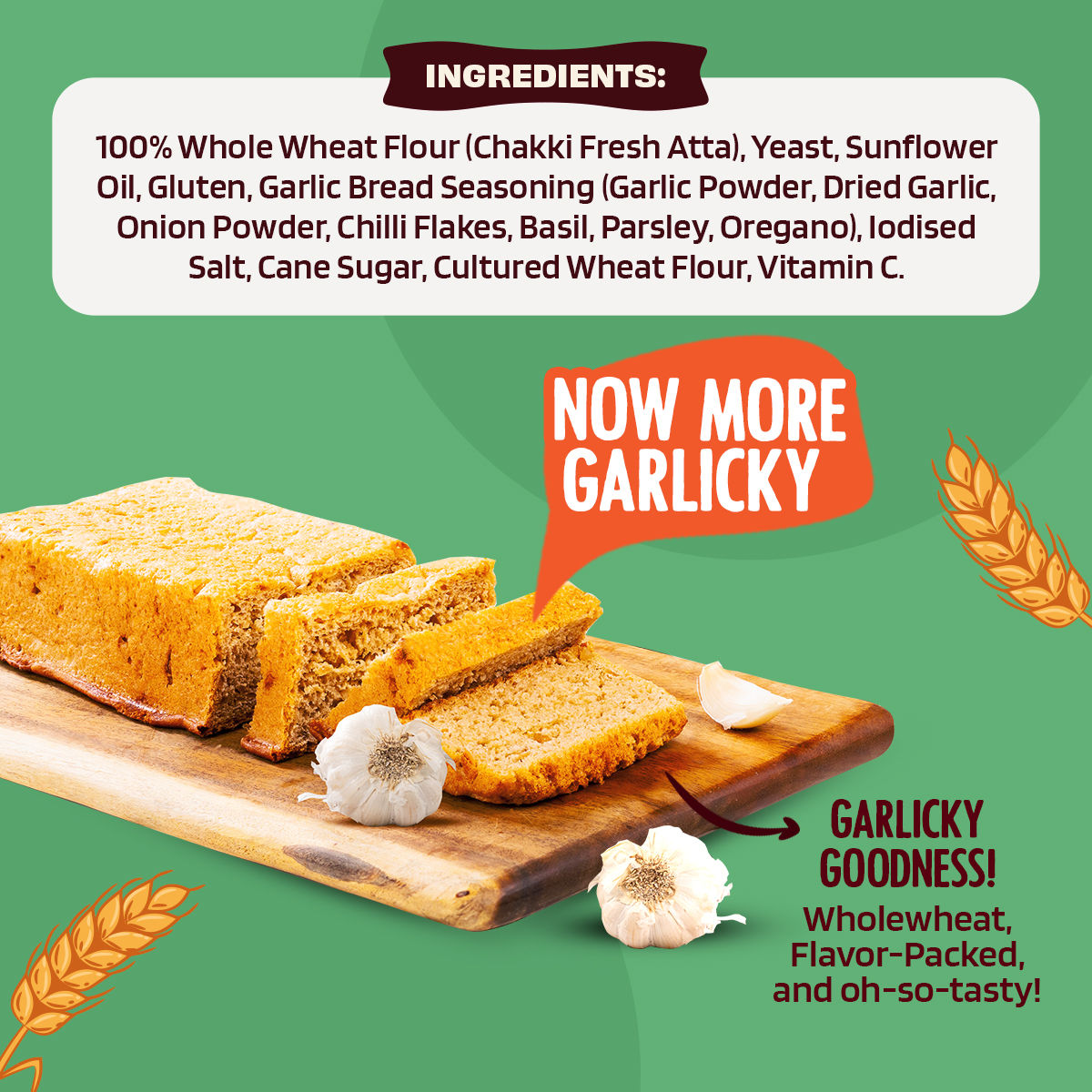 The Health Factory Zero Maida Garlic Bread | Clean Label - Not Brown