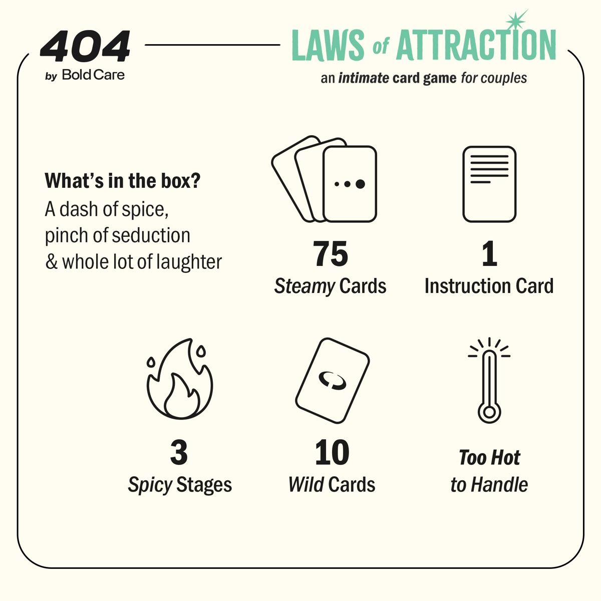 Bold Care Laws Of Attraction - An Intimate Card Game For Couples | 75 Cards