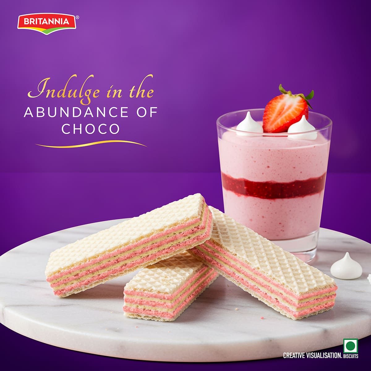 Britannia Treat Rich Creme Strawberry Flavoured Wafers