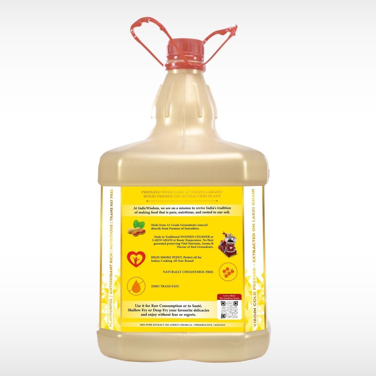 Indic Wisdom Wood Pressed Groundnut Oil | Cold Pressed - Extracted on Wooden Churner