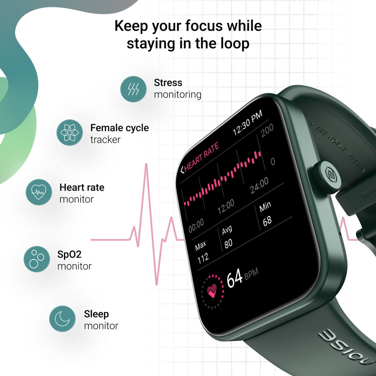 Noise Colorfit Loop Smartwatch - Olive Green