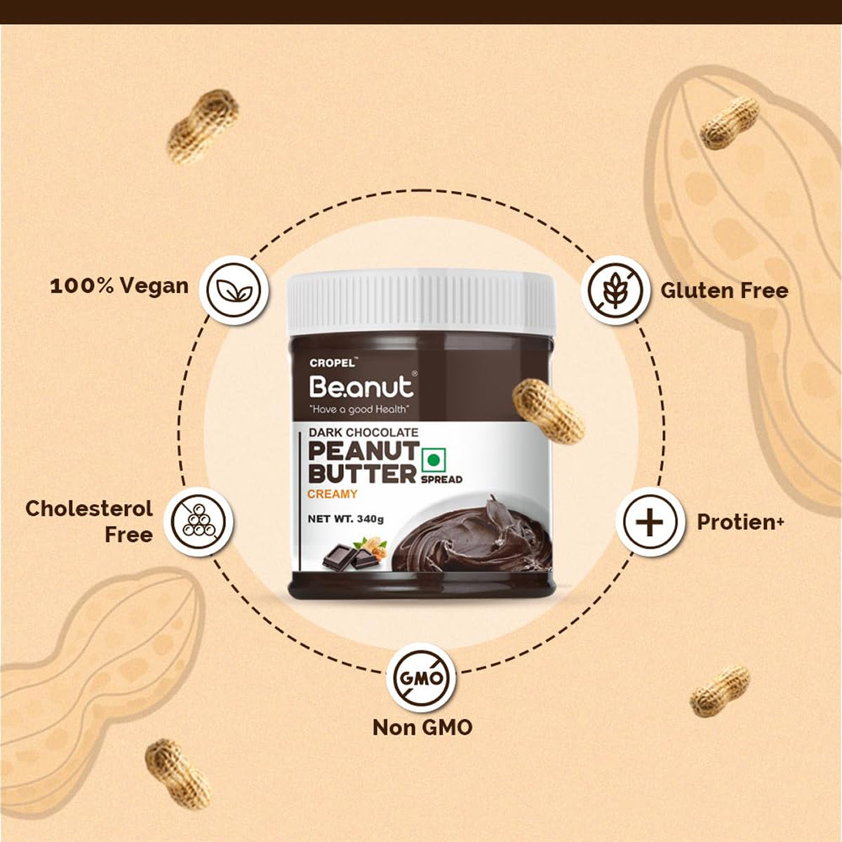 Be.anut Dark Chocolate Peanut Butter - Crunchy
