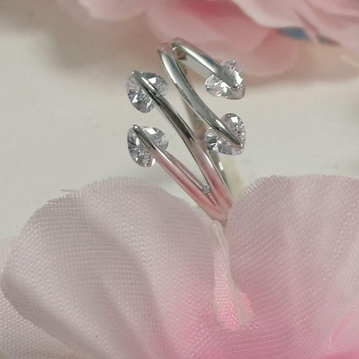 4 Diamond Ring- Flexible Size-Chrome