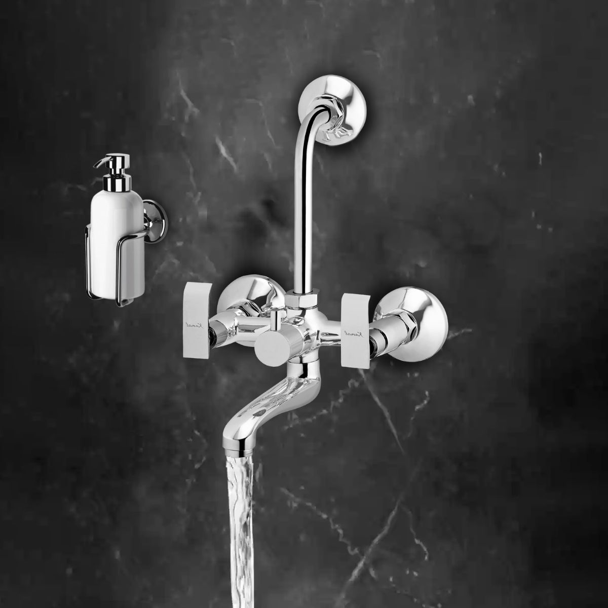 Kamal Wall Mixer - Orion | With L-Bend | Hot - Cold Shower Mixer| Sturdy Brass Build | Easy To Use